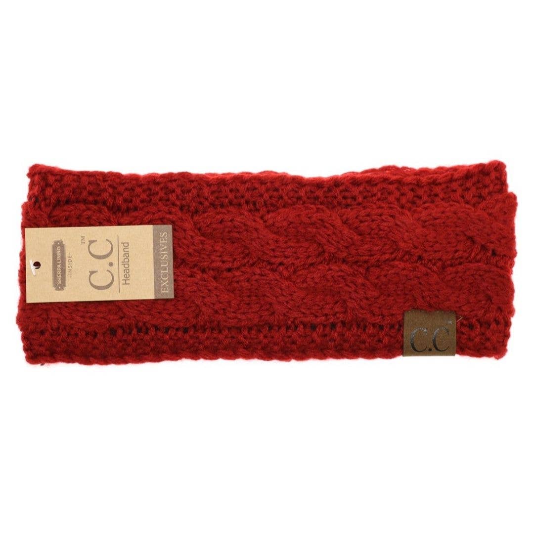 Solid Cable Knit CC Head Wrap HW20: Cocoa Berry