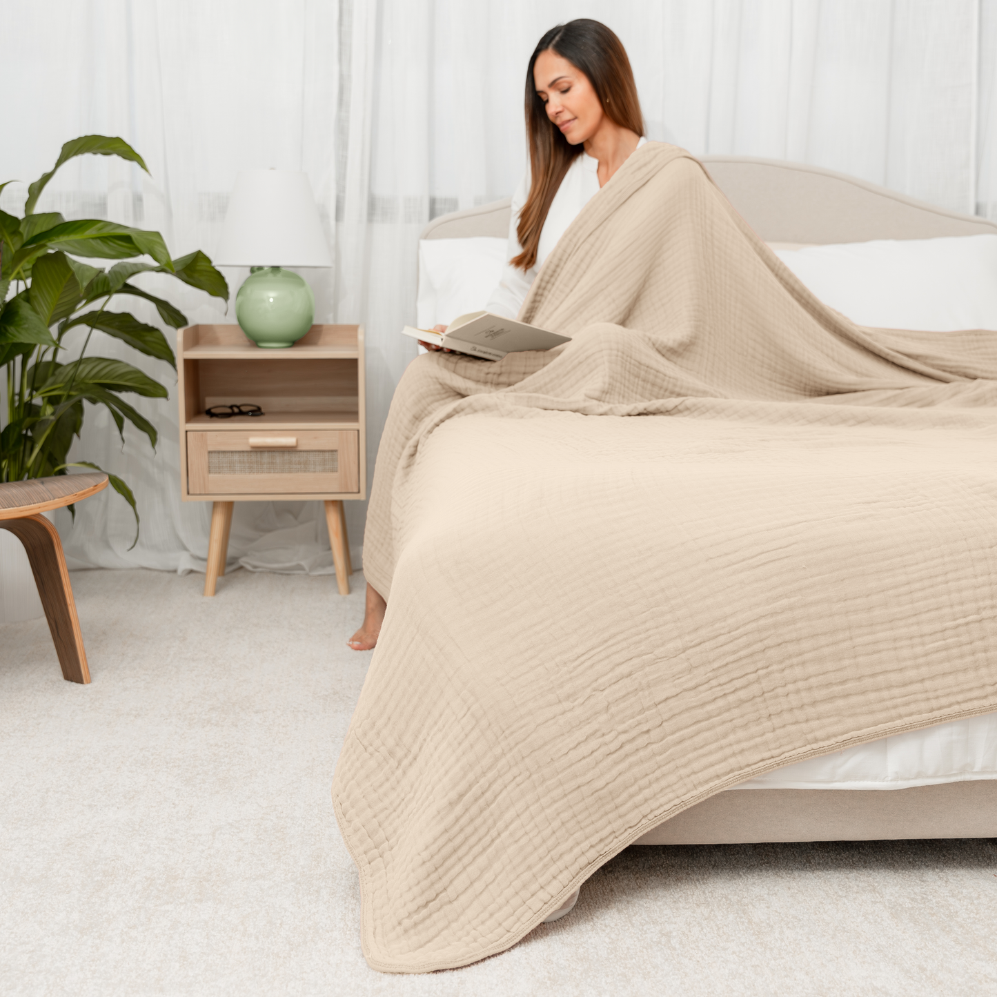 Adult Muslin Cotton Blankets by Comfy Cubs: King: 108" x 90" / Blush