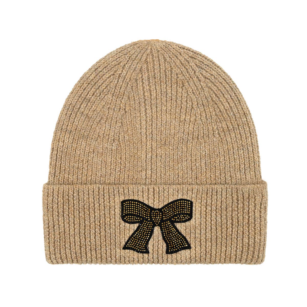 Rhinestone Ribbon Bow Embellishment C.C Beanie HTE0150: Ivory