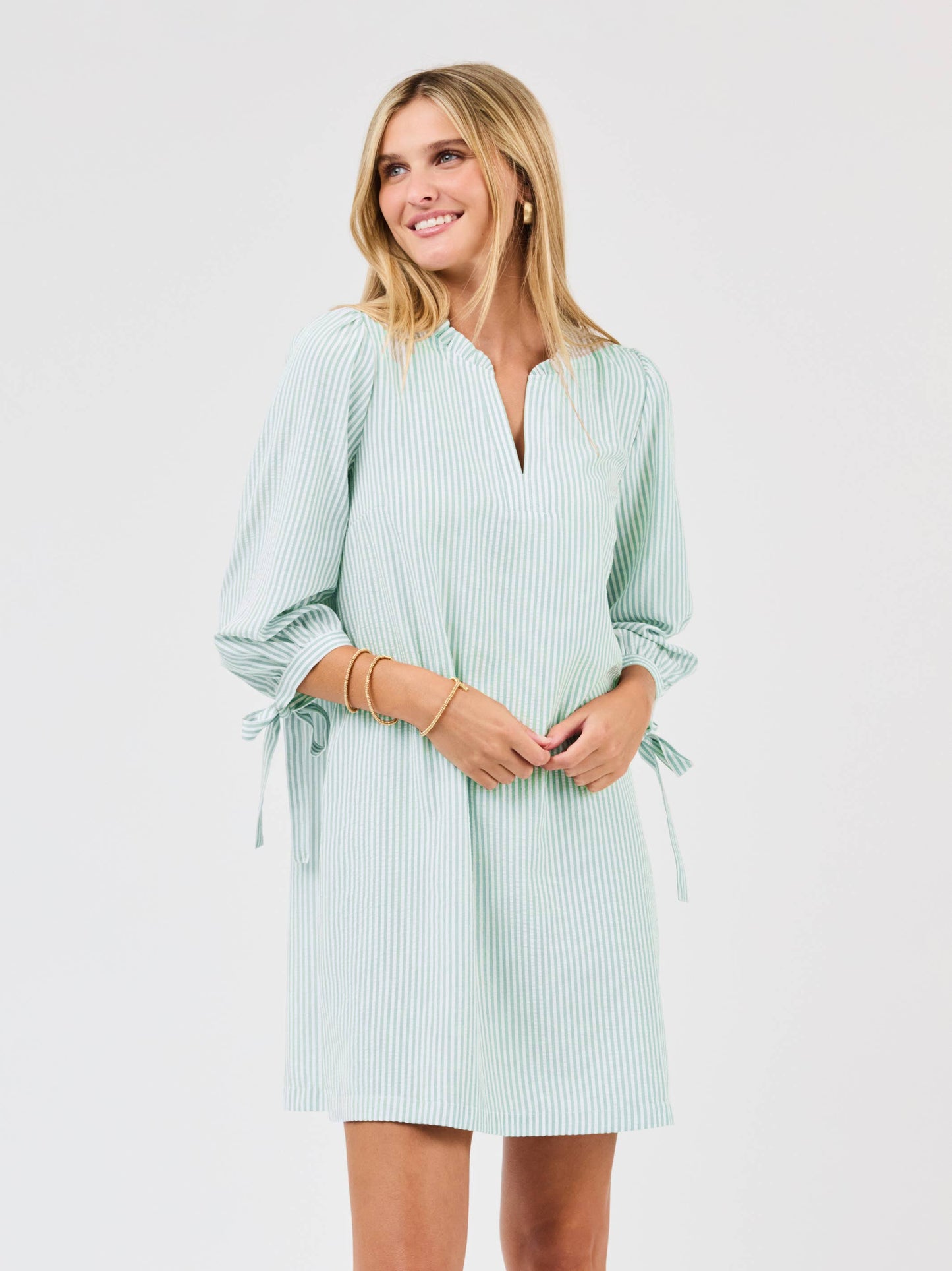 Lainey Dress | Seafoam/White