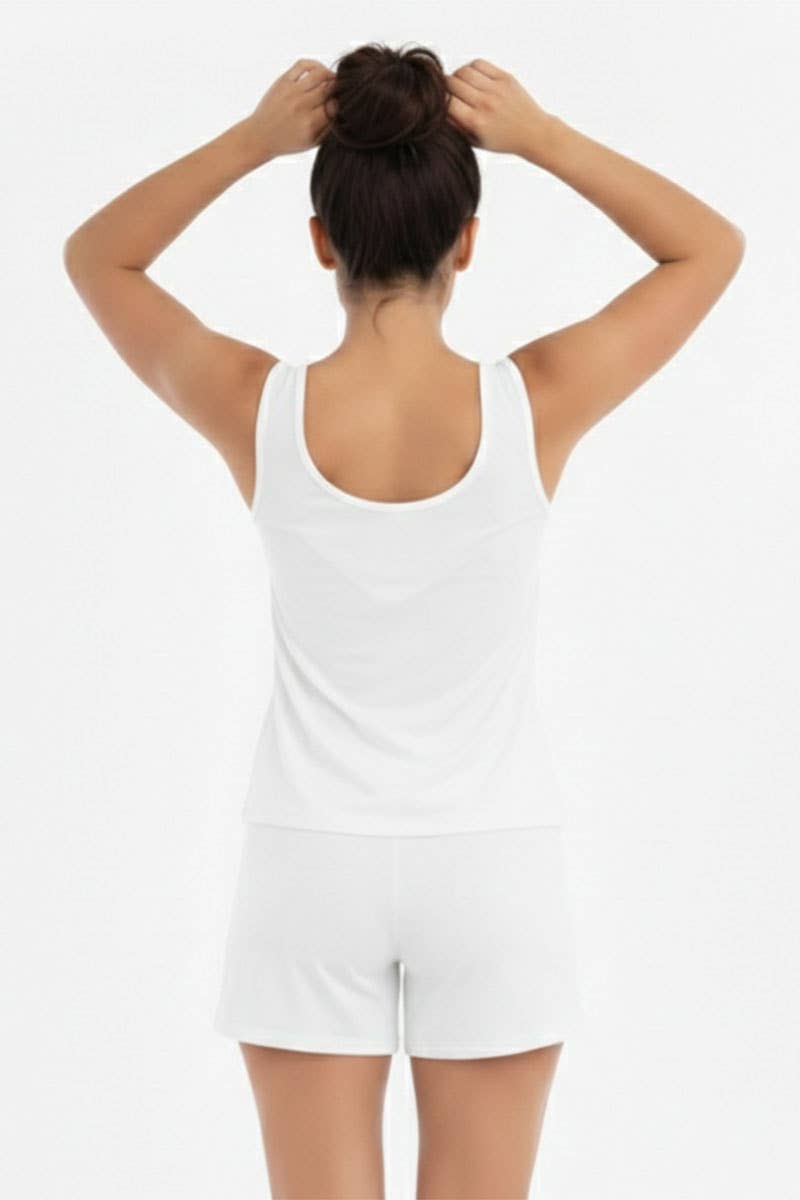 Comfy Tank Top & Shorts Set: White