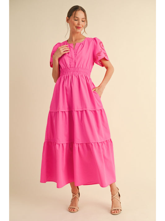 Jodifl Red Dress with Embroidered Sleeve