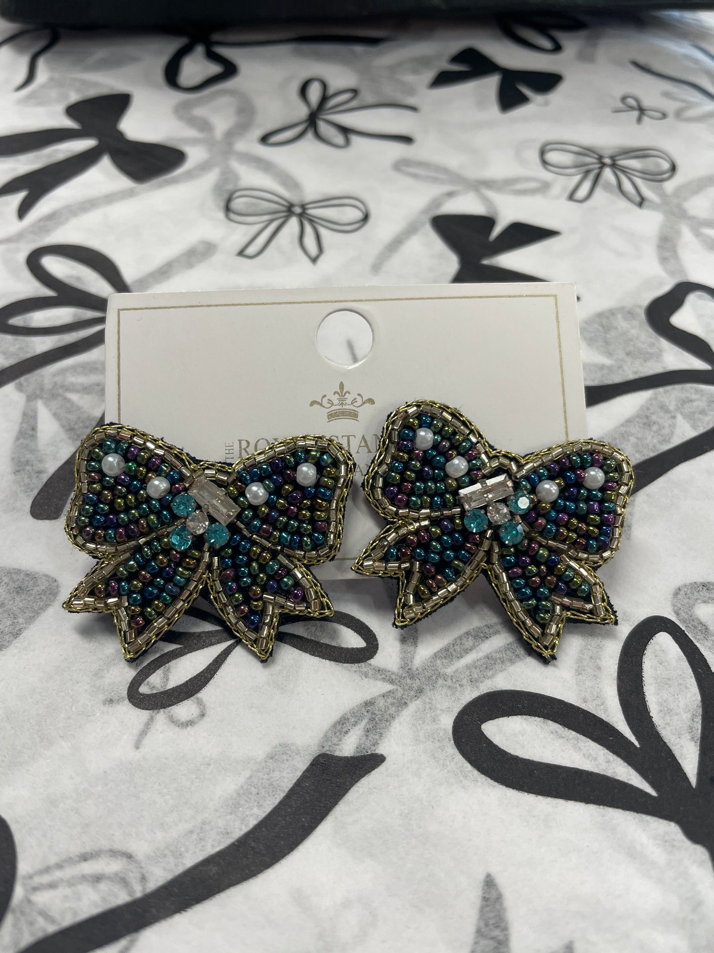 Royal Standard blue bow earrings