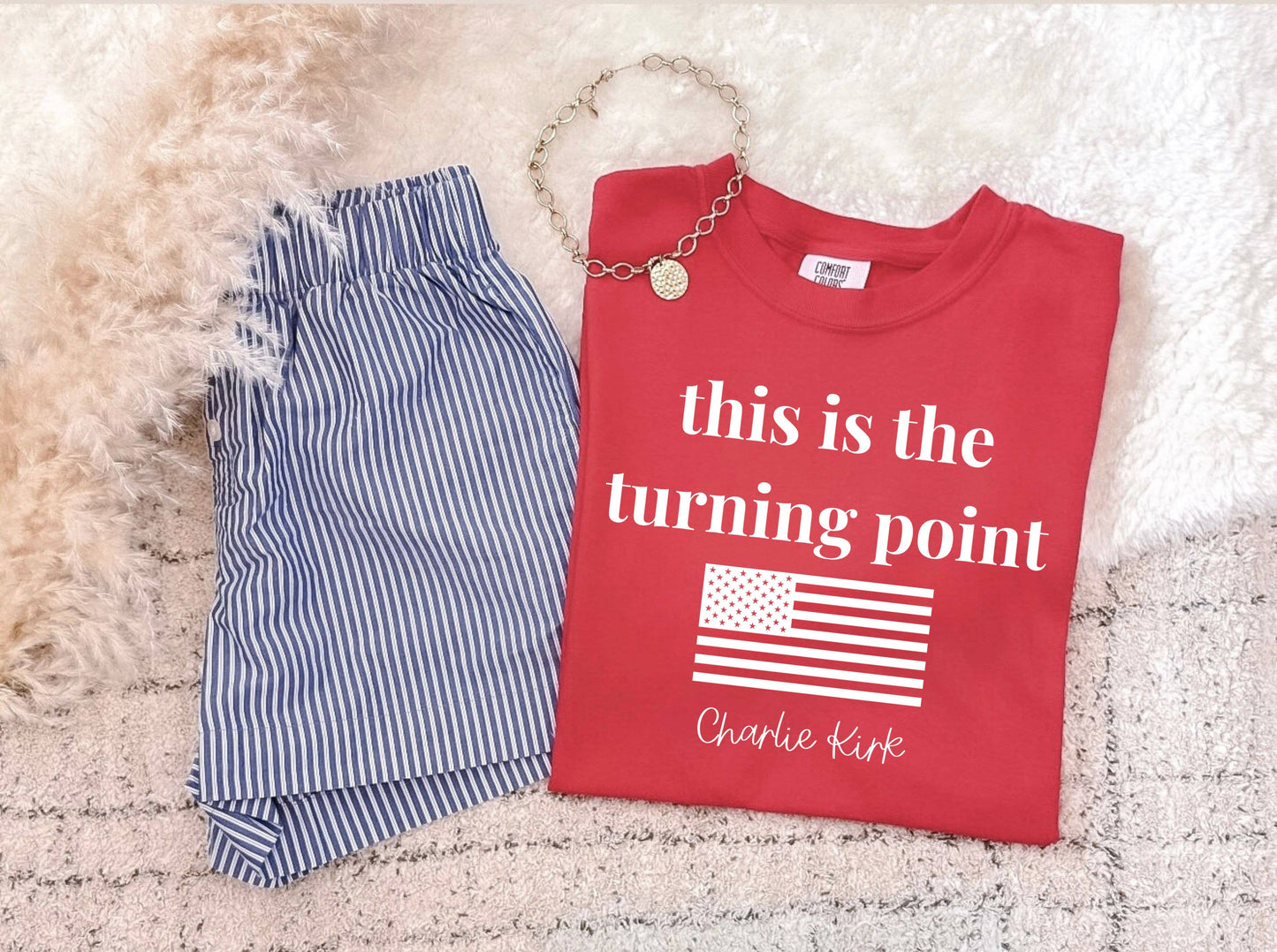 Charlie Kirk this is the turning point tee sweatshirt (red): All sizes