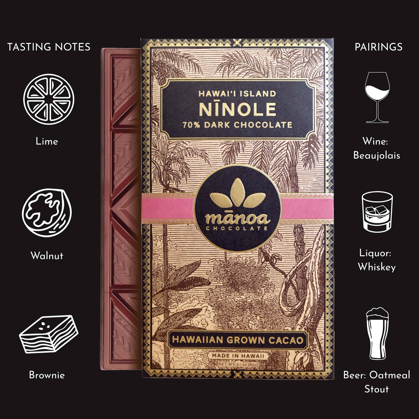 Nīnole, Hawaiʻi Island Chocolate Bar 70%