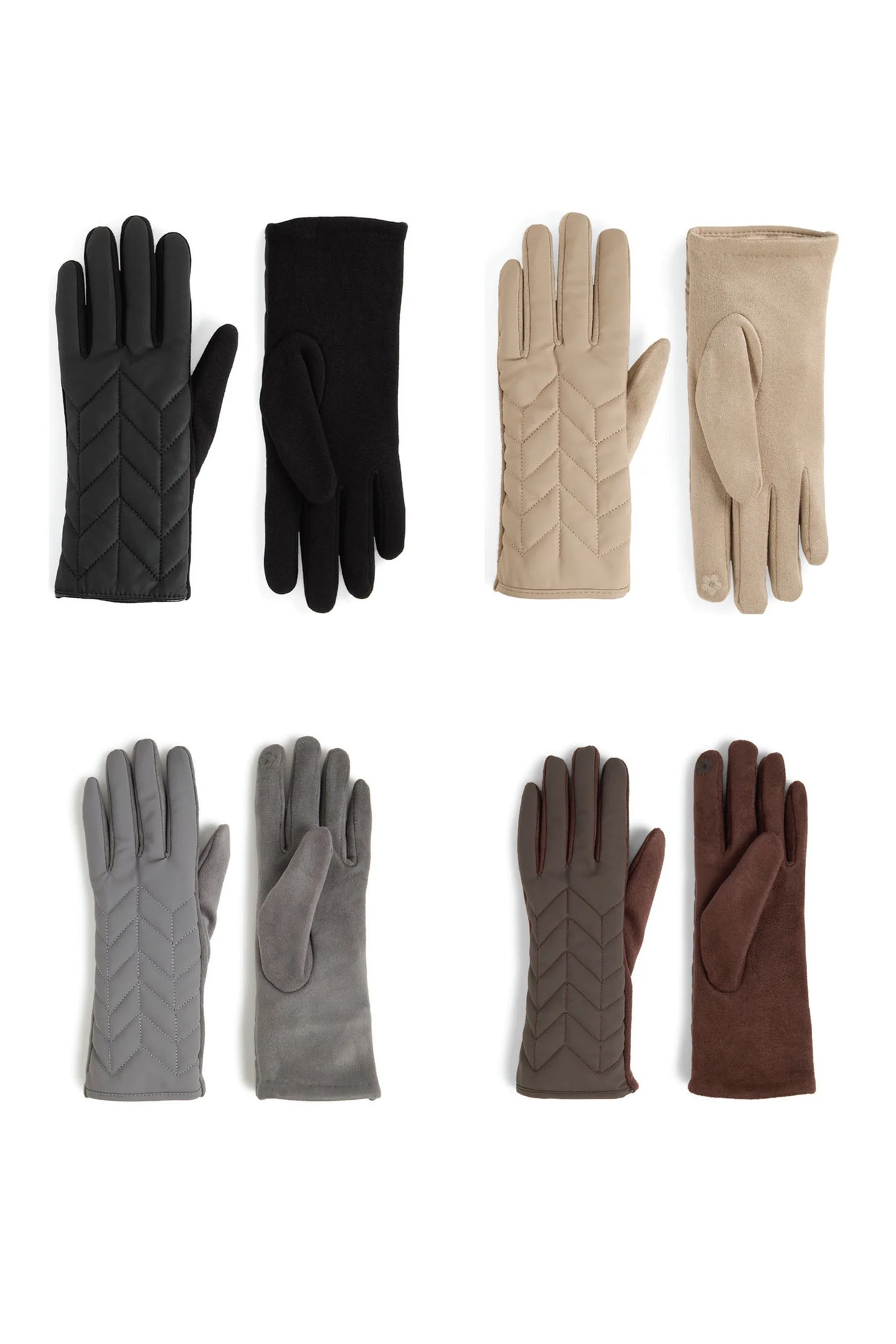 Matte Chevron Puffer Touchscreen Gloves