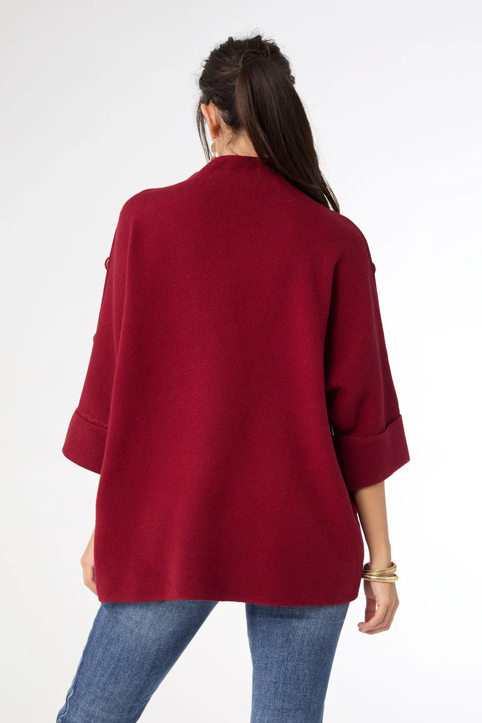 Heavenly-Luxe Elbow Sleeve Funnel Neck