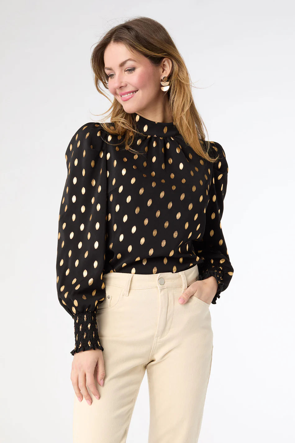 Darina Metallic Blouse Black/Gold
