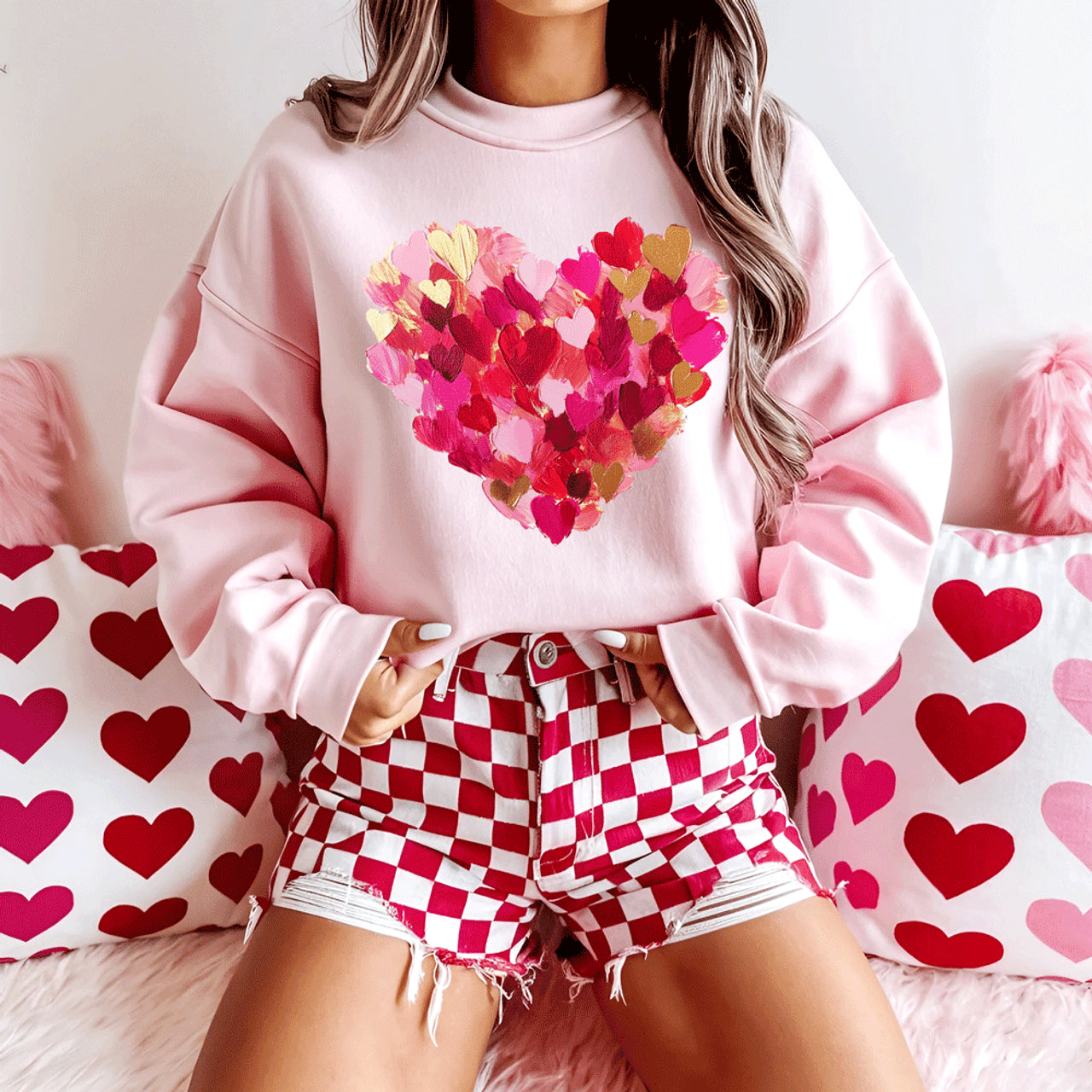 Brushstrokes Heart Valentine's Day DTF Heat Transfer: ADULT