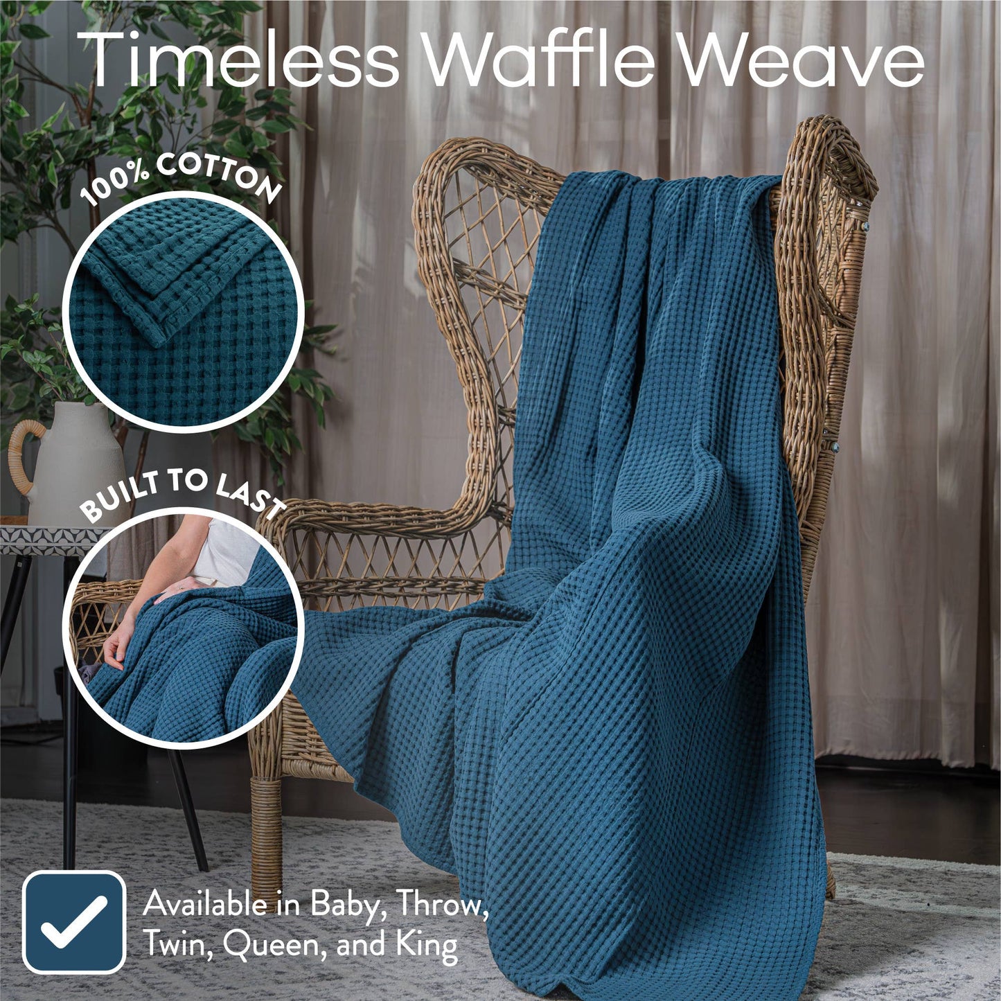 Waffle Blanket for Adults by Comfy Cubs: Queen / Charcoal