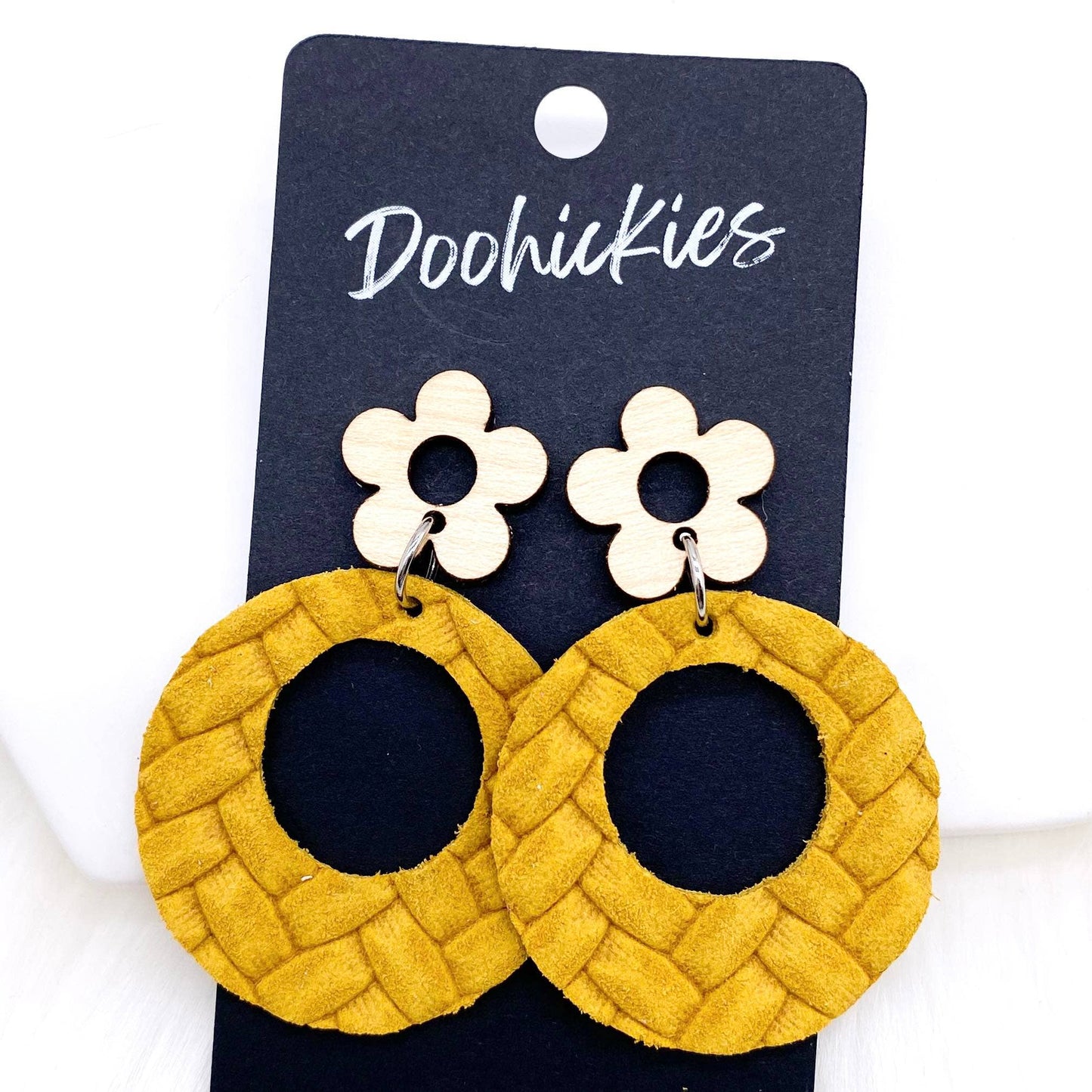 2" Birch Flower & Box Braided Lil' O Dangles- Spring Earring: Peacock Box Braided