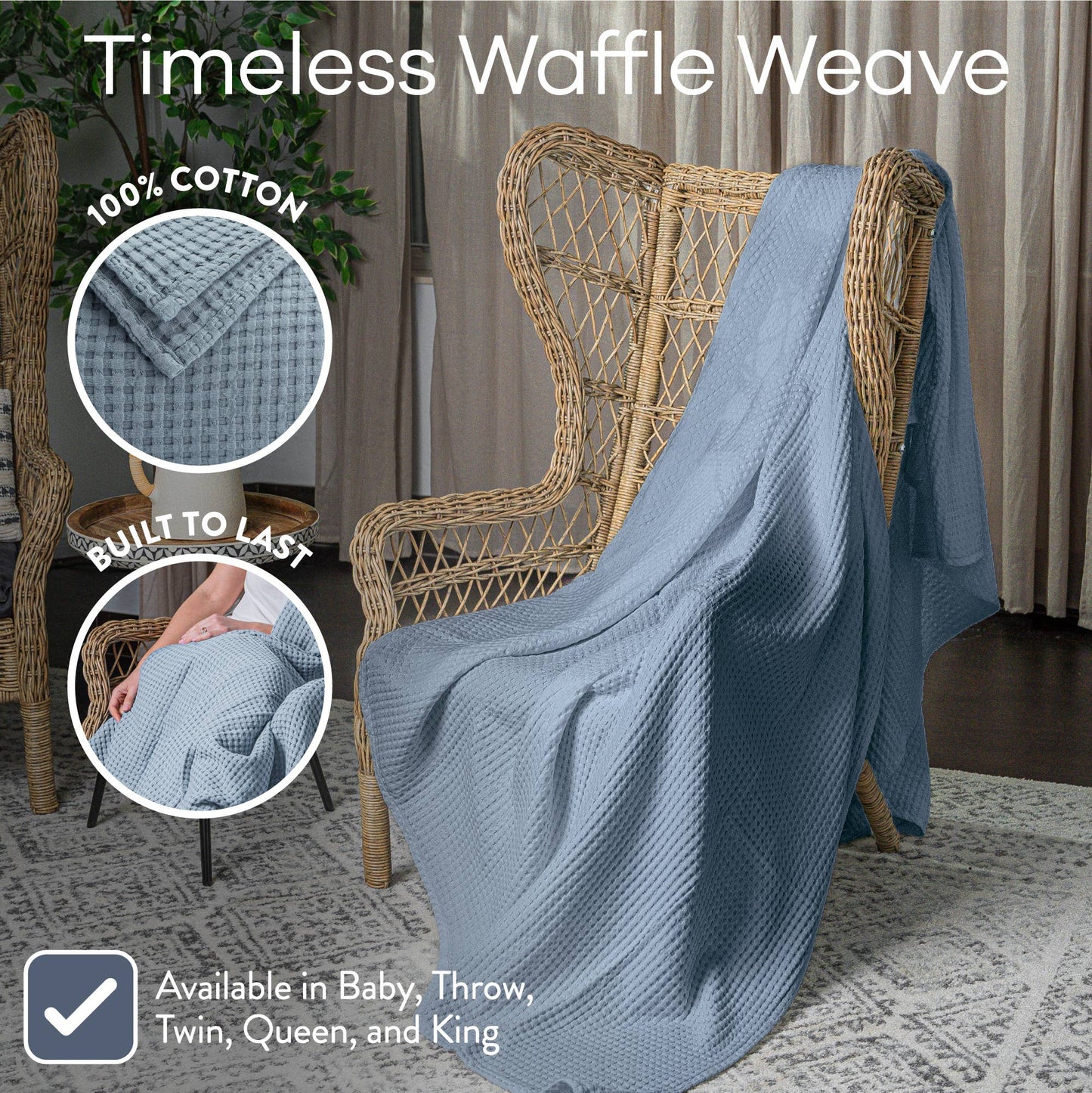 Waffle Blanket for Adults by Comfy Cubs: Queen / Charcoal