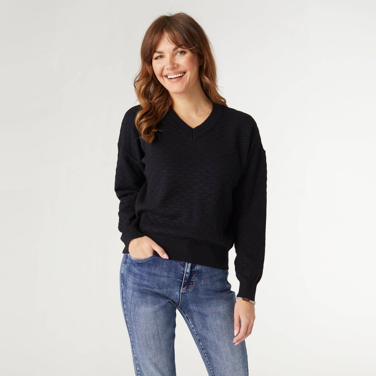 Melanie V-Neck Sweater: Oatmeal / XXL