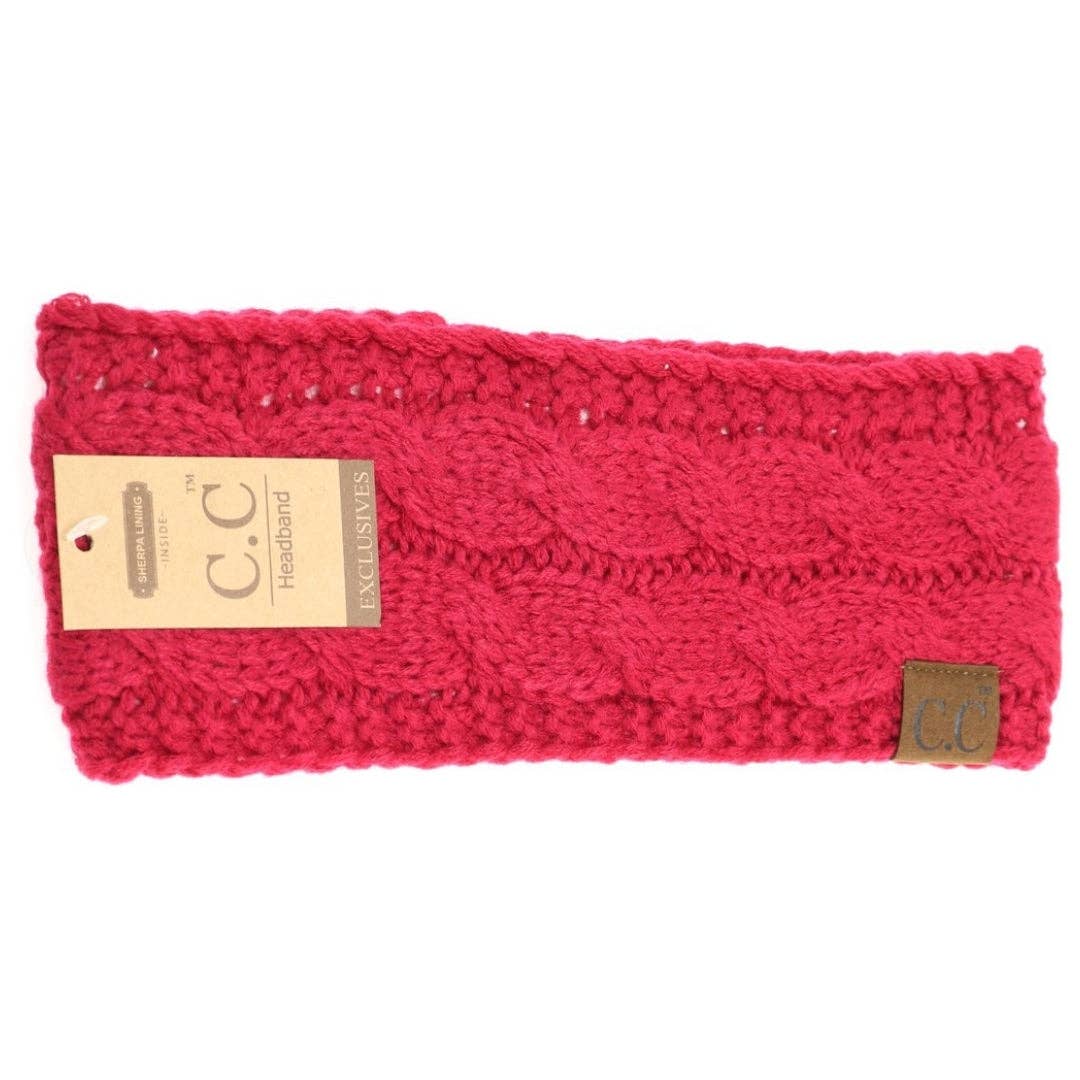 Solid Cable Knit CC Head Wrap HW20: Lt. Melange Grey