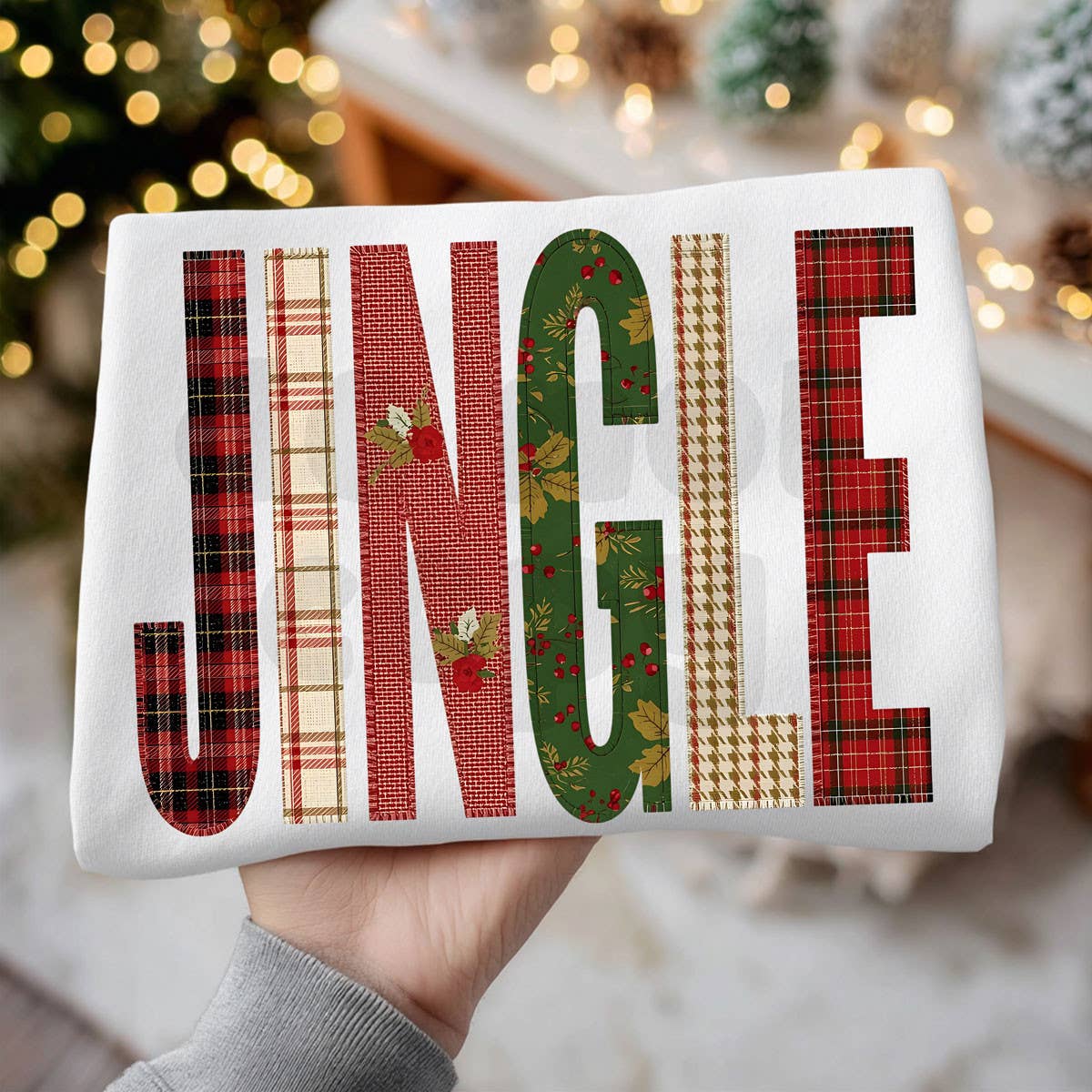 Faux Quilted Jingle DTF Heat Transfer: Adult