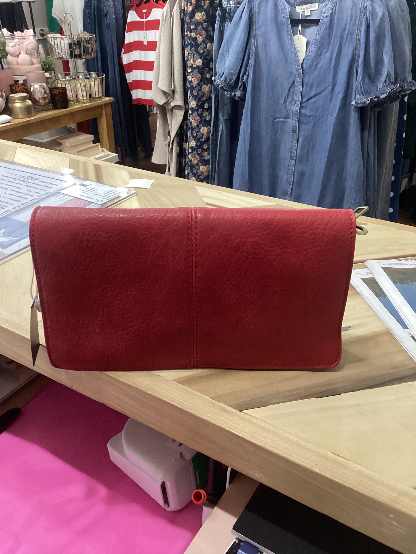 Joy Susan Red Everly Organizer Flap Crossbody
