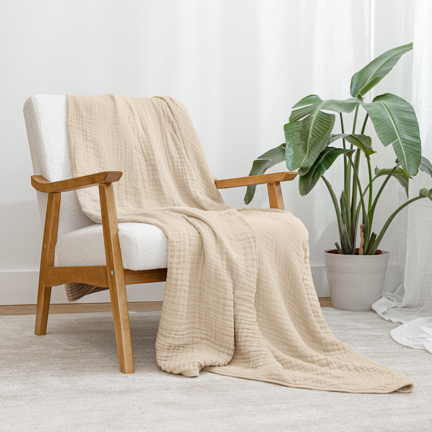 Adult Muslin Cotton Blankets by Comfy Cubs: King: 108" x 90" / Blush