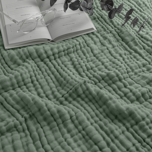 Adult Muslin Cotton Blankets by Comfy Cubs: Queen: 90" x 90" / Neptune