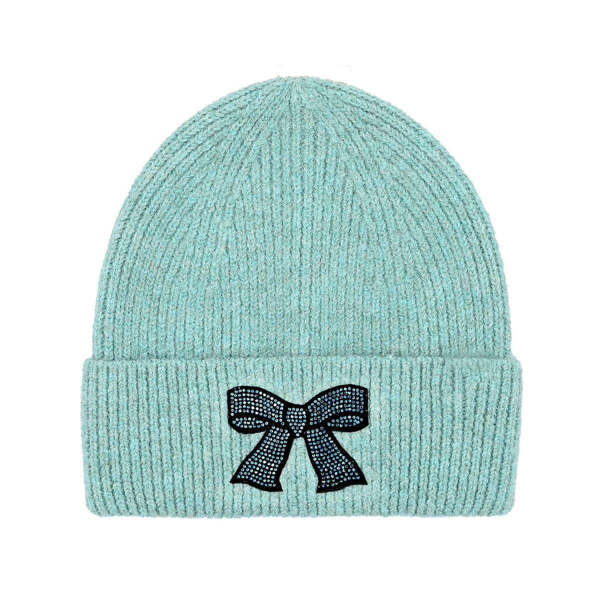 Rhinestone Ribbon Bow Embellishment C.C Beanie HTE0150: Ivory