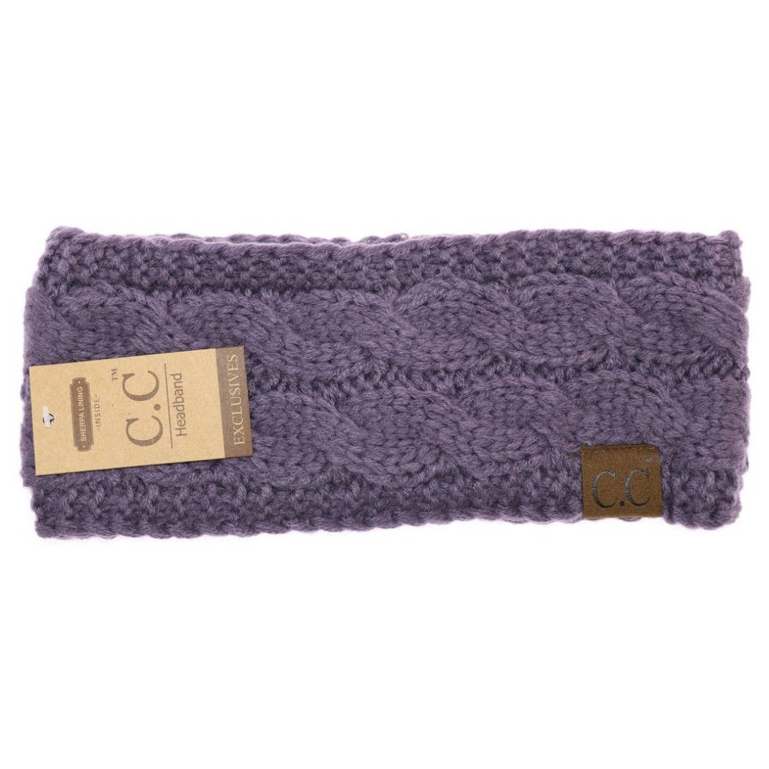 Solid Cable Knit CC Head Wrap HW20: Cocoa Berry