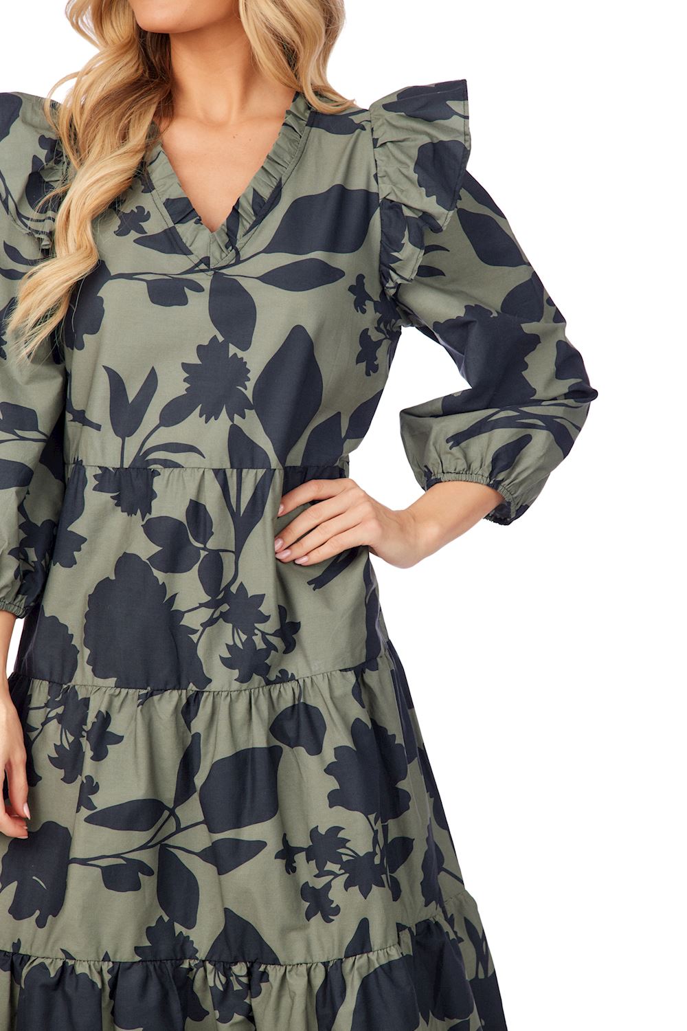 Olive Floral Mud Pie Dress