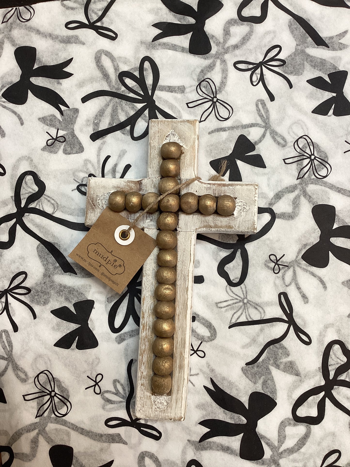 Gold Beaded Cross Sitter