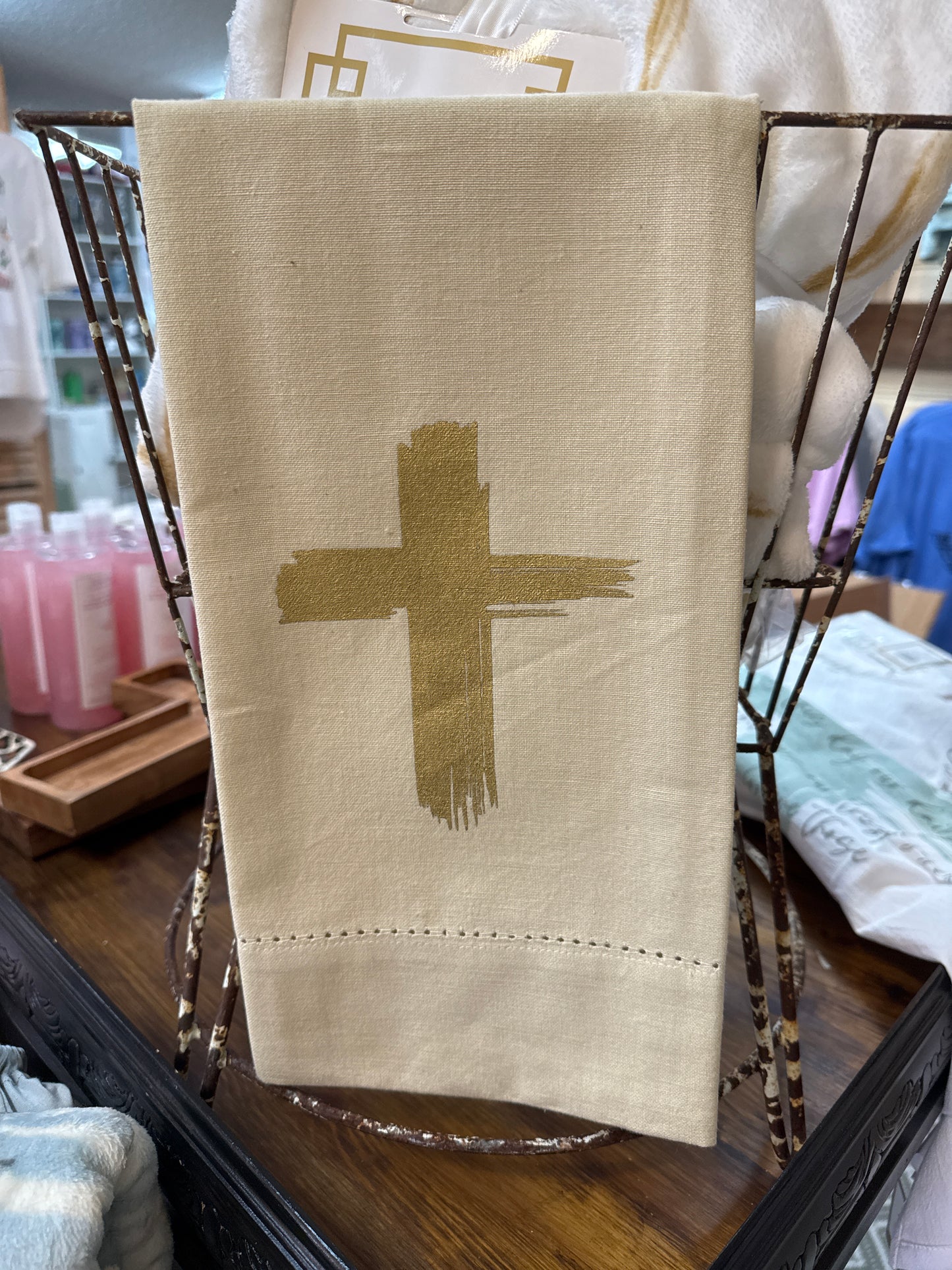 Calvary Cross hem stitch, hand towel
