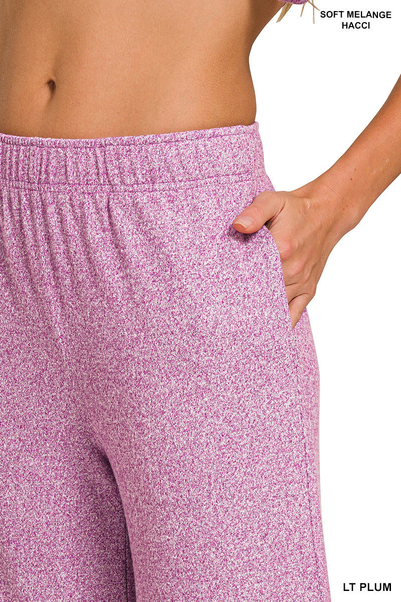 Soft melange short sleeve tee & long pants set Lt Plum