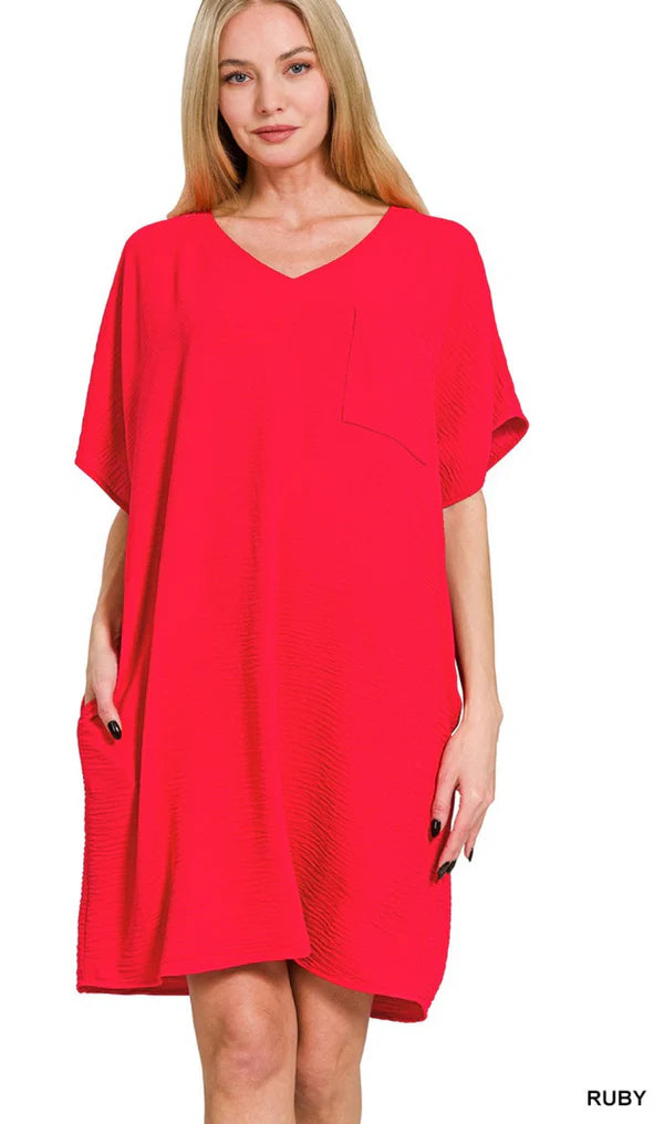 Red Flow & Go Airflow Dress with Pockets