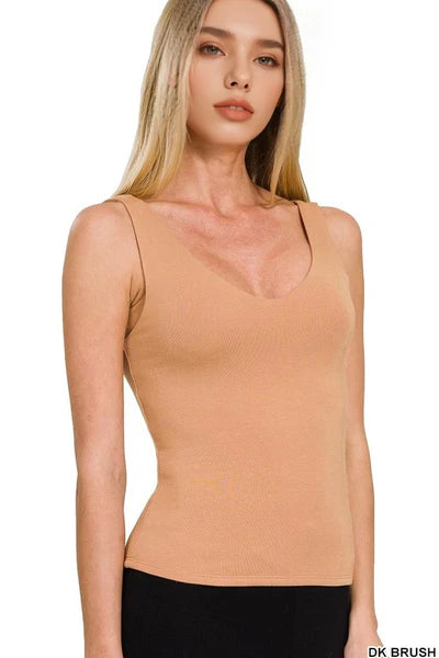 Zenana seamless double layered v neck tank