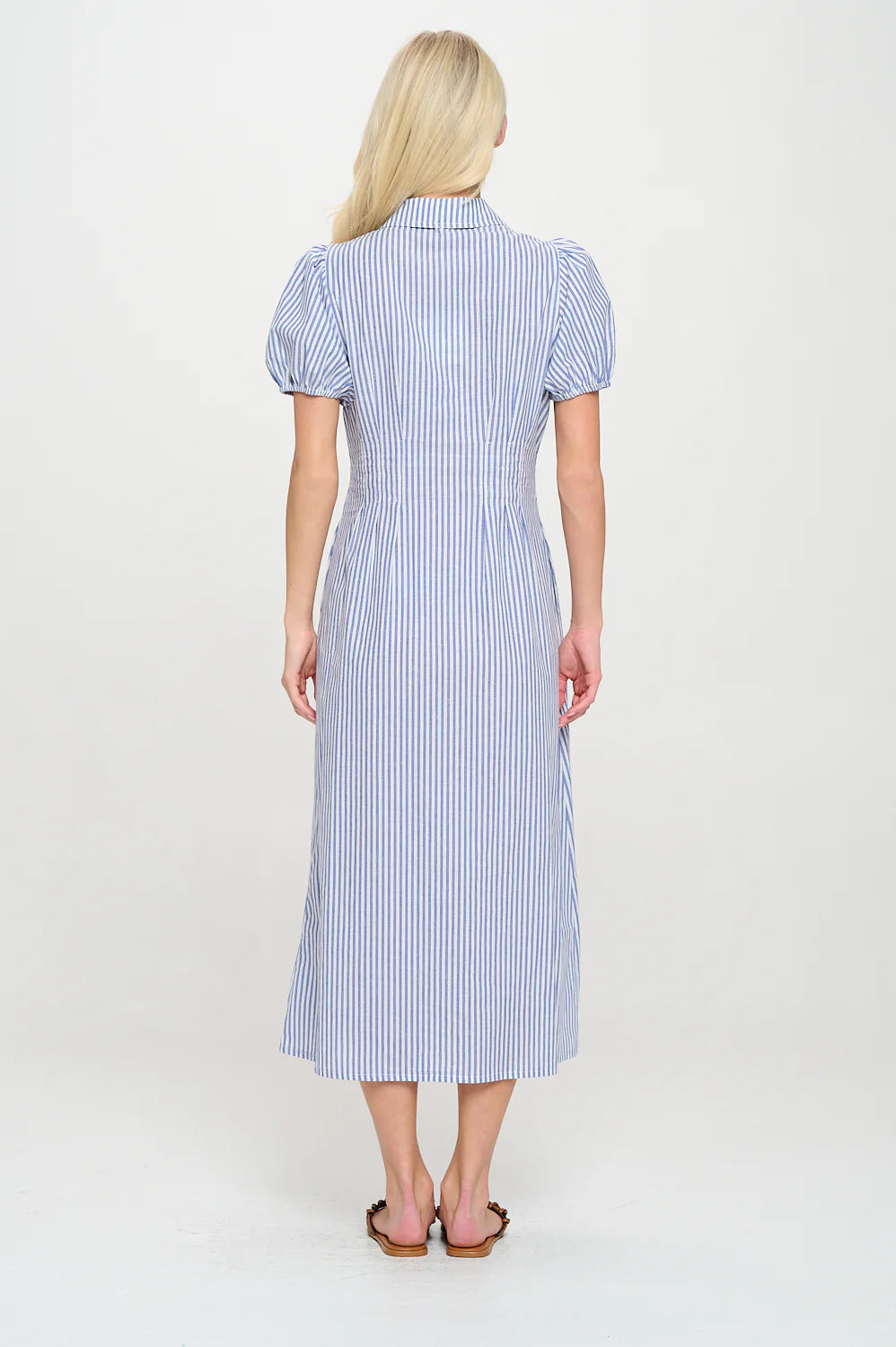Aegean Stripe Shirt Midi Dress