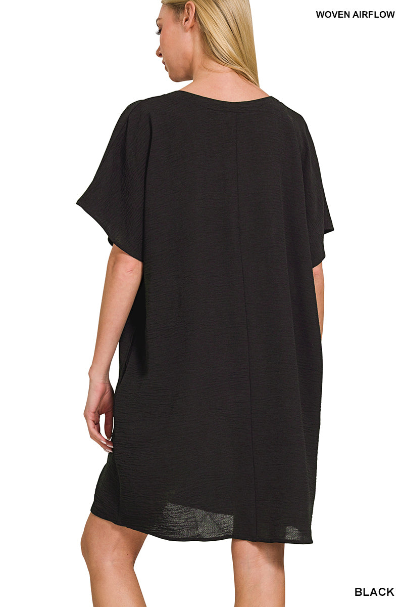 Zenana Black Airflow Dress w/pockets