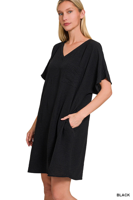 Zenana Black Airflow Dress w/pockets