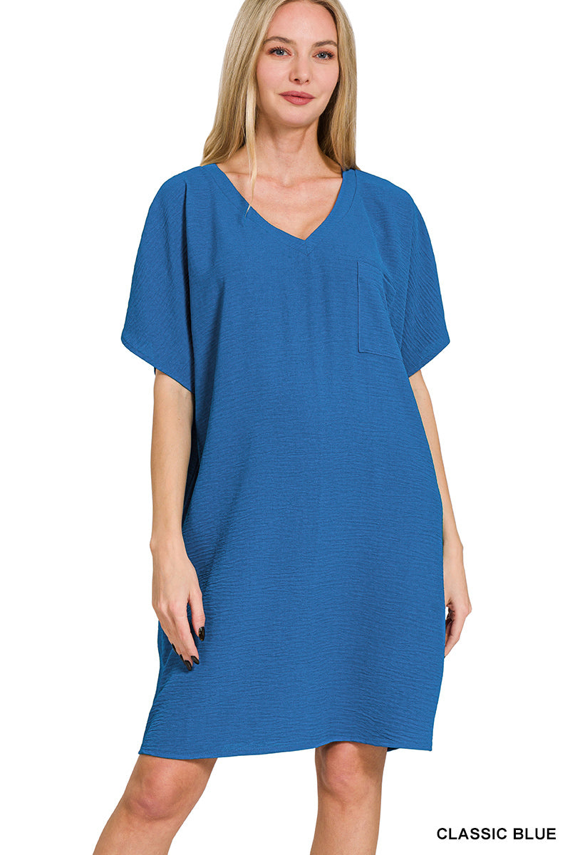 Zenana Classic Blue Airflow Dress w/pockets