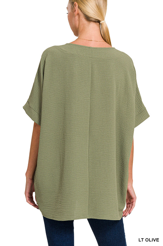 Zenana Airflow Dolman Sleeve Lt Olive