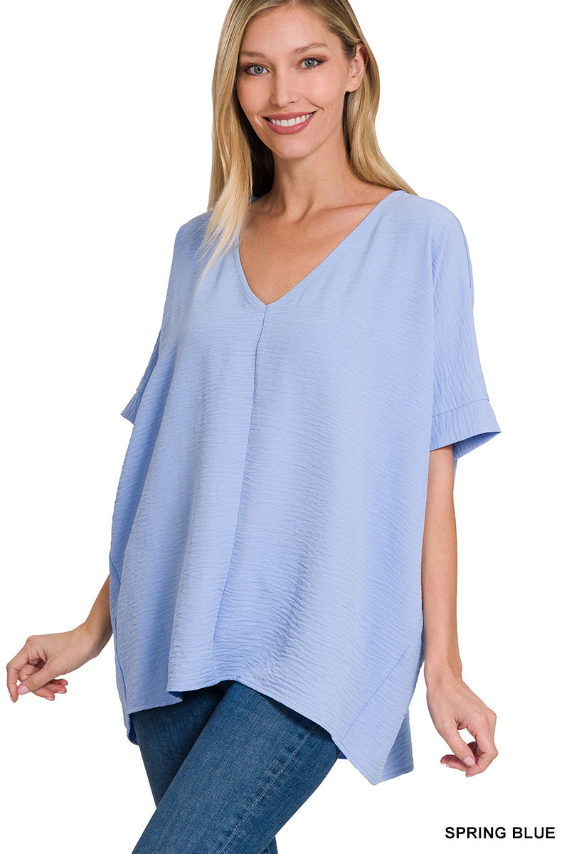 Zenana Airflow Dolman Sleeve Spring Blue