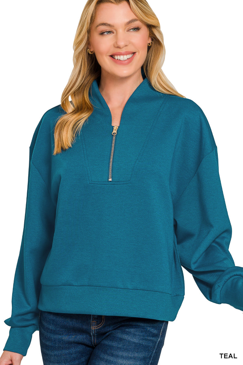 Teal Scuba half zip pullover