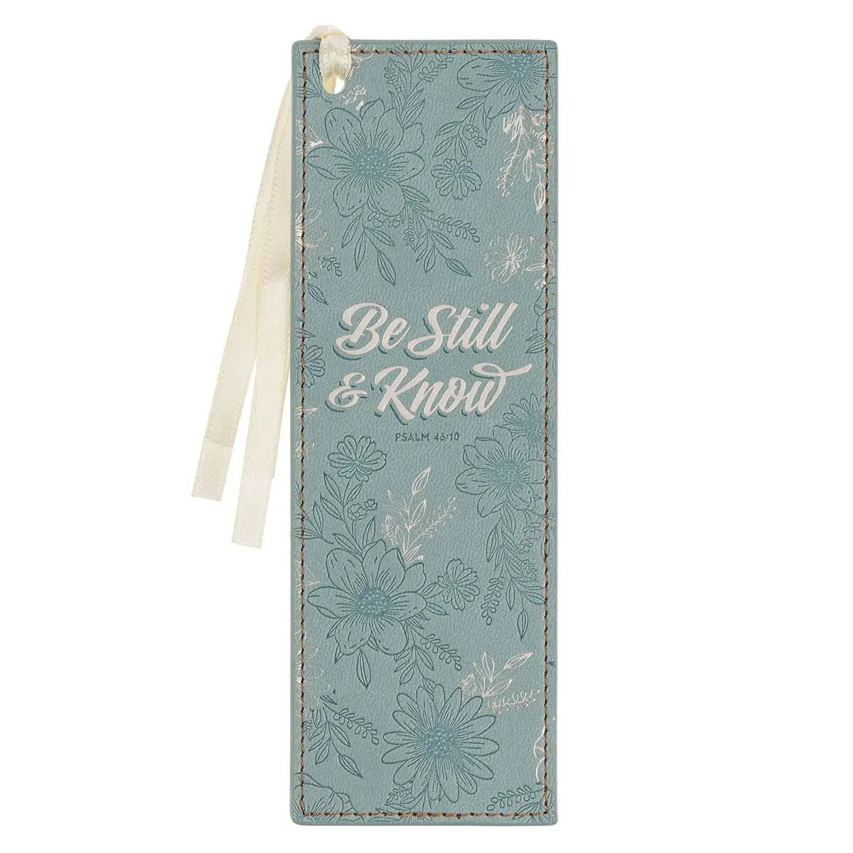 Bookmark Faux Leather Teal Be Still. Ps. 46:10