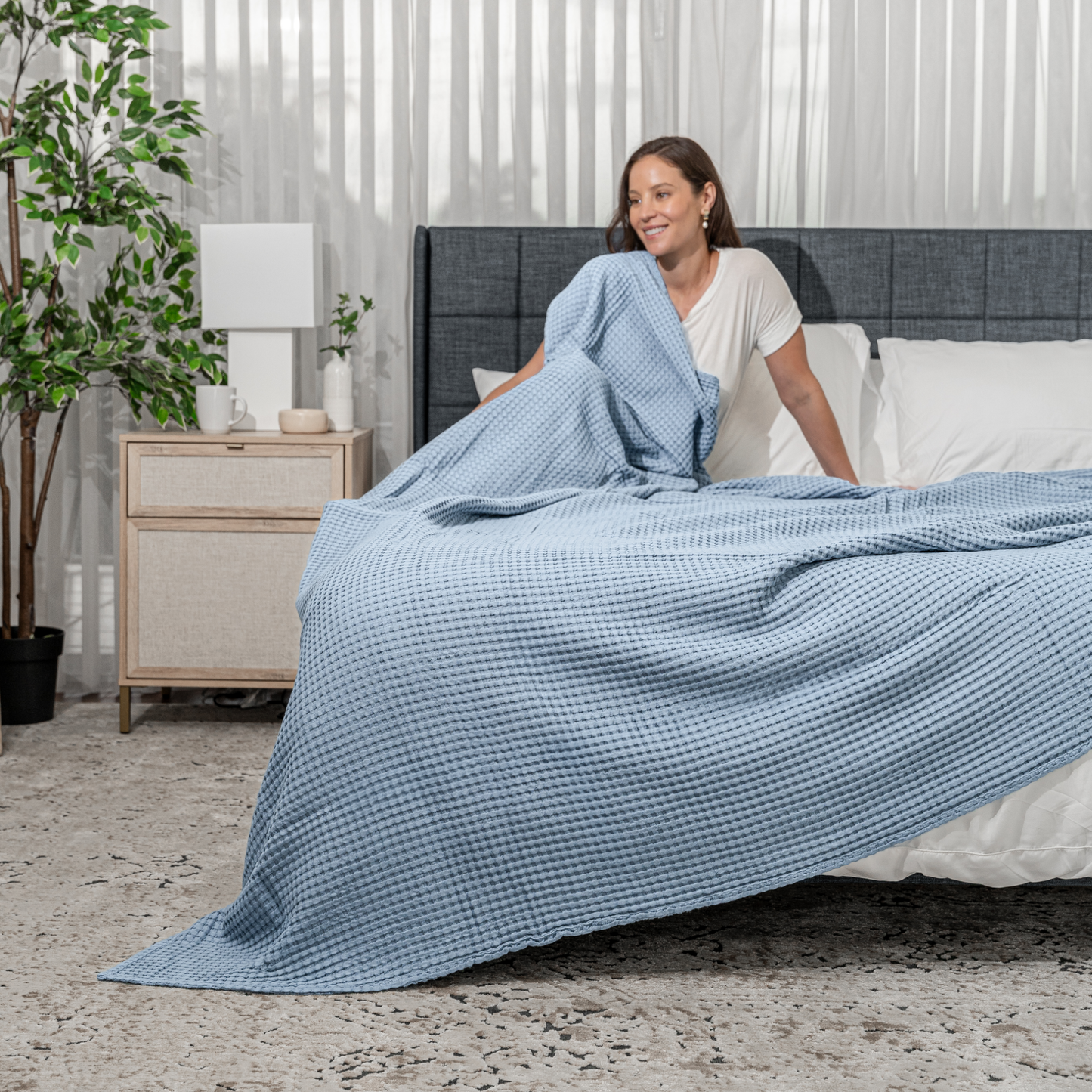 Waffle Blanket for Adults by Comfy Cubs: Queen / Charcoal