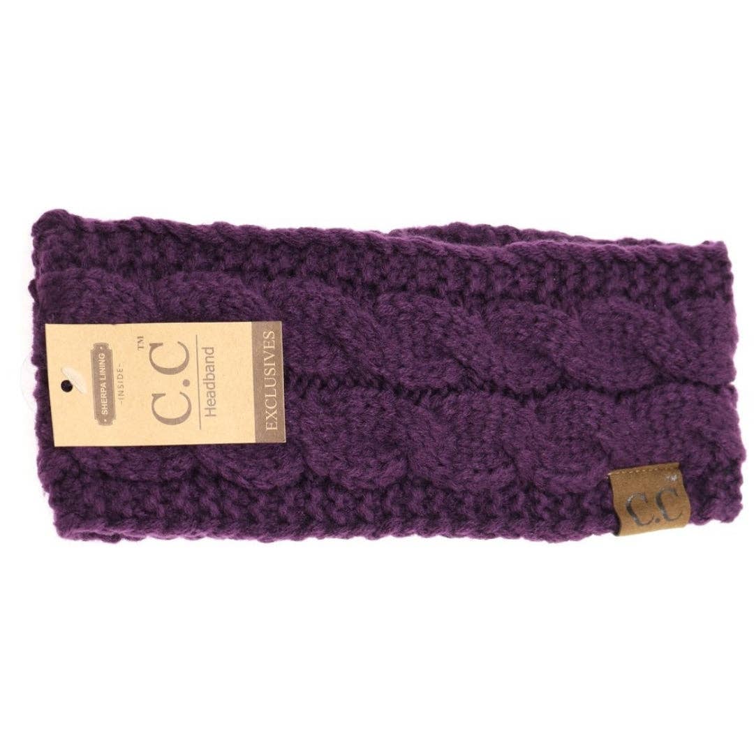 Solid Cable Knit CC Head Wrap HW20: Cocoa Berry