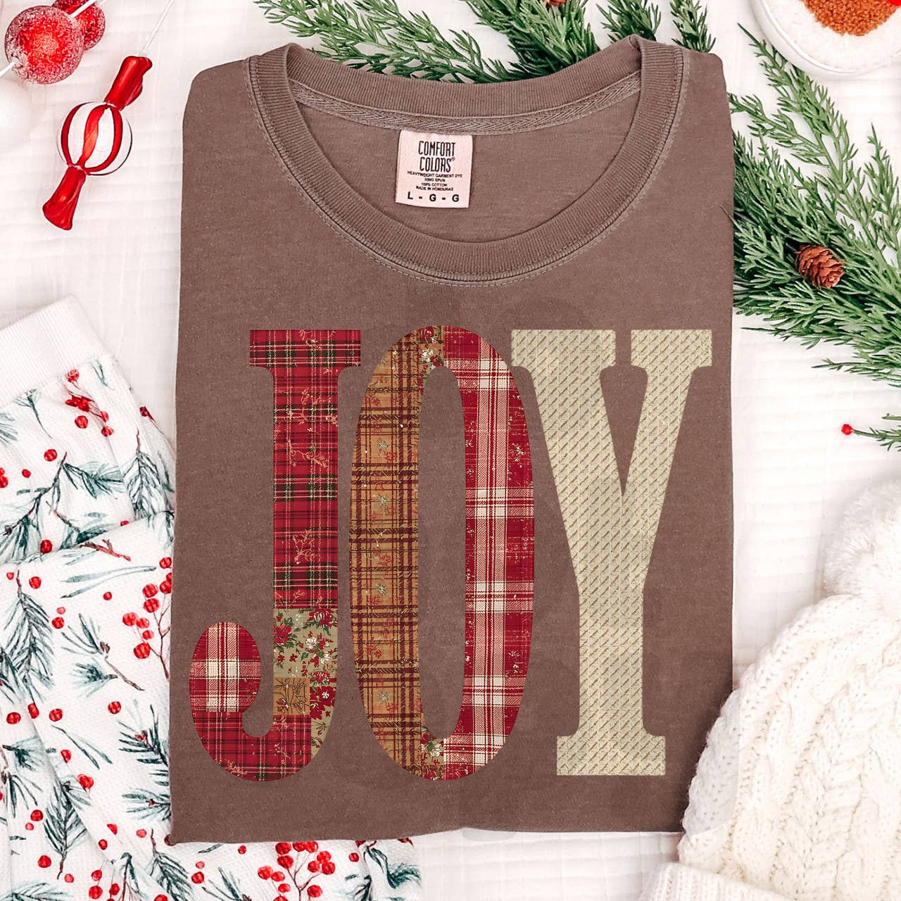 Faux Quilted Joy DTF Heat Transfer: Adult