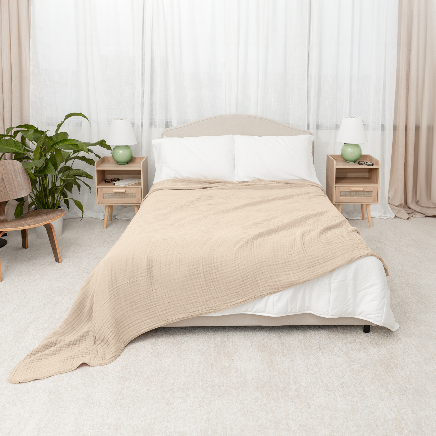 Adult Muslin Cotton Blankets by Comfy Cubs: King: 108" x 90" / Blush