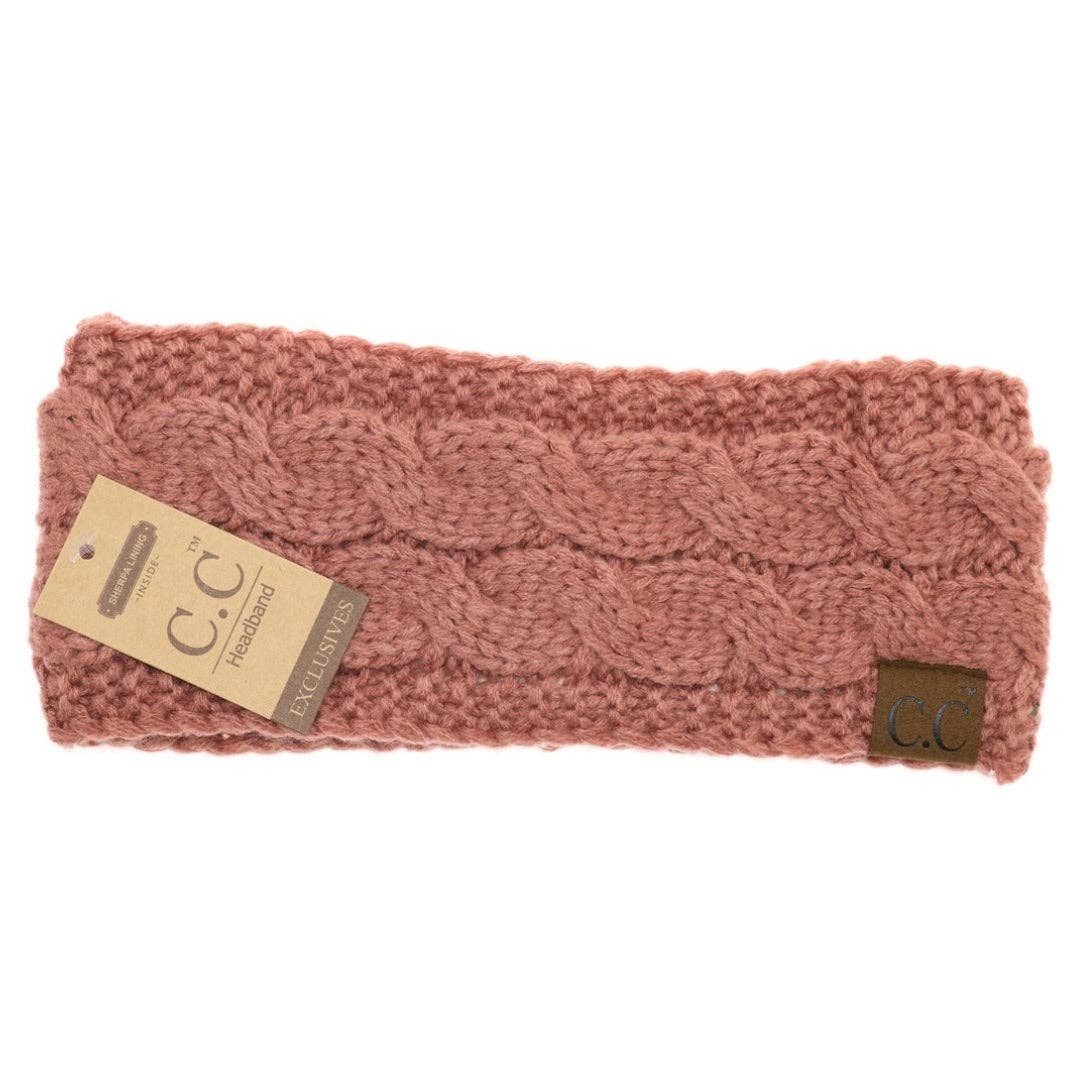 Solid Cable Knit CC Head Wrap HW20: Lt. Melange Grey