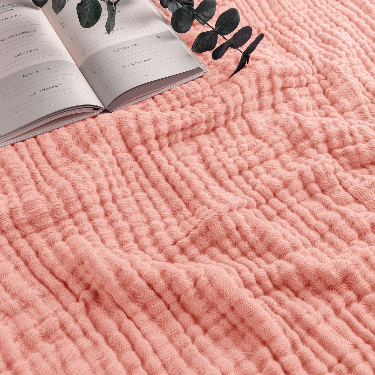 Adult Muslin Cotton Blankets by Comfy Cubs: King: 108" x 90" / Blush