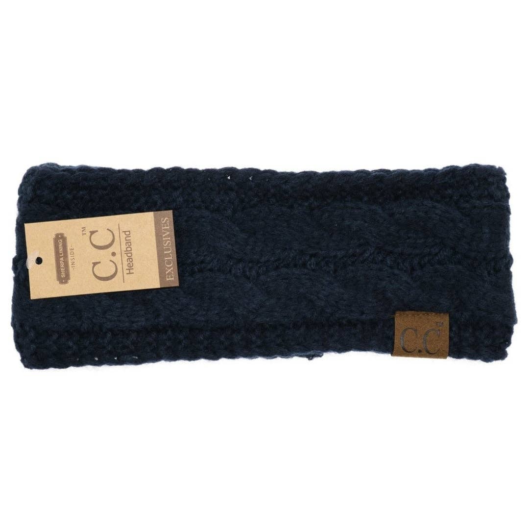 Solid Cable Knit CC Head Wrap HW20: Cocoa Berry