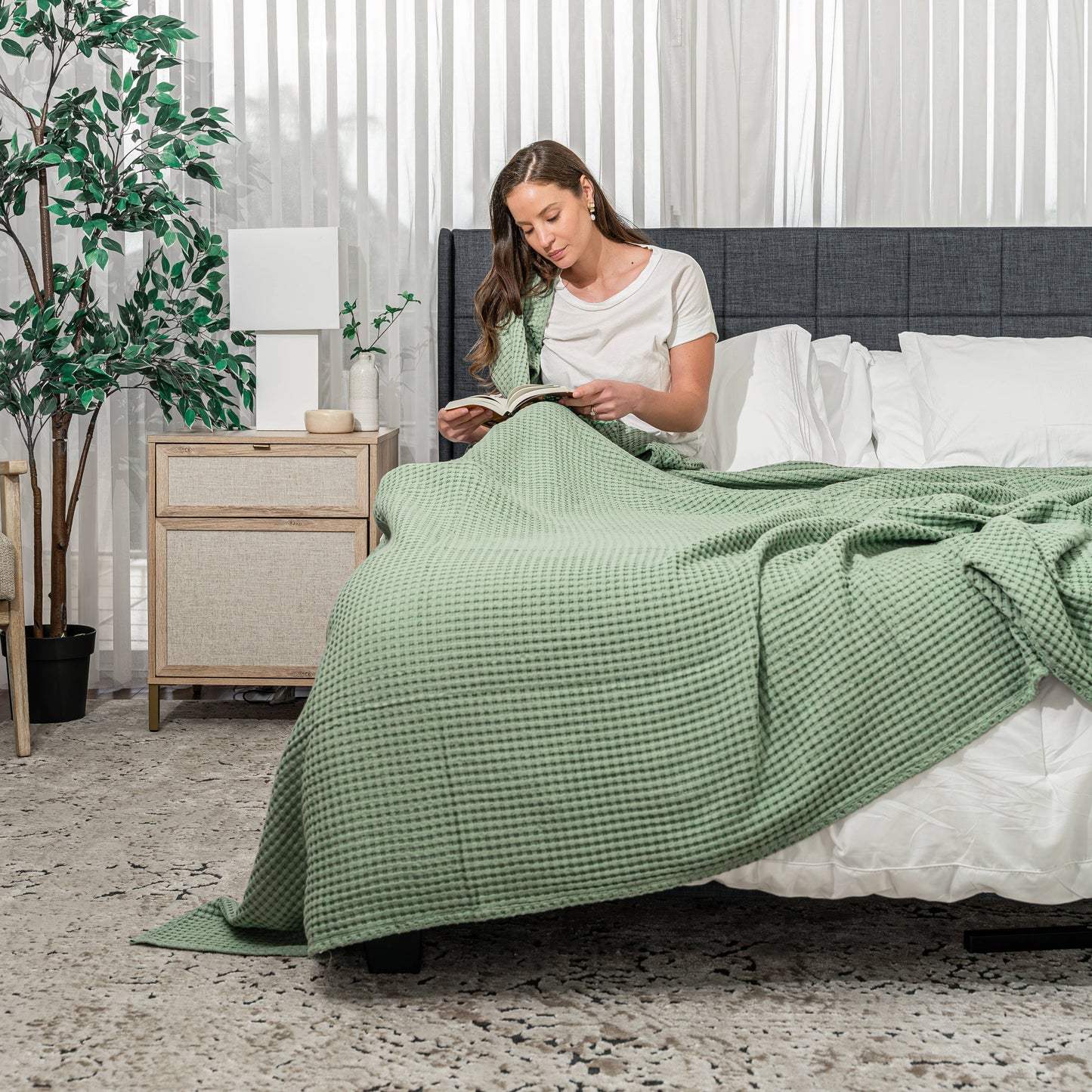 Waffle Blanket for Adults by Comfy Cubs: Queen / Charcoal