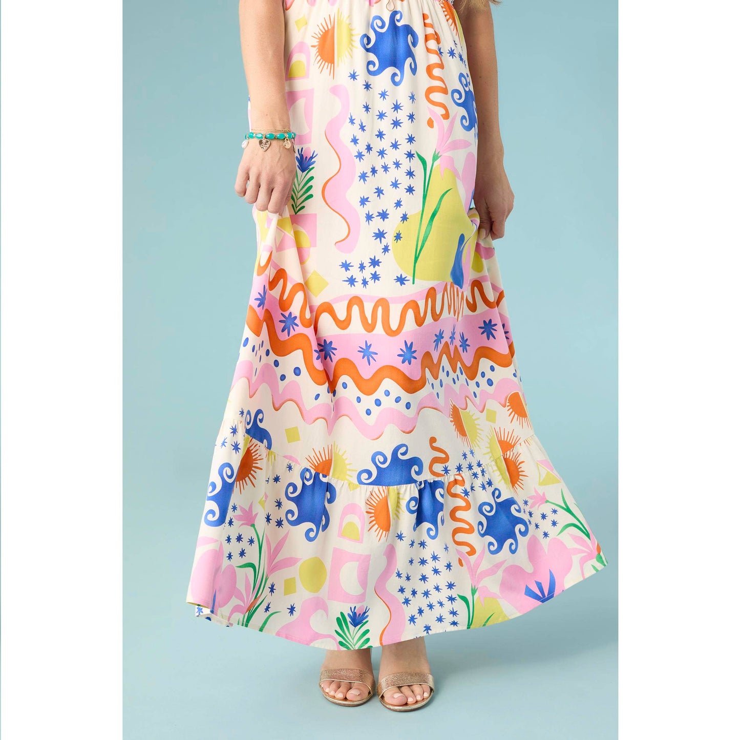 Picasso Short Sleeve Maxi Dress: Summerfest