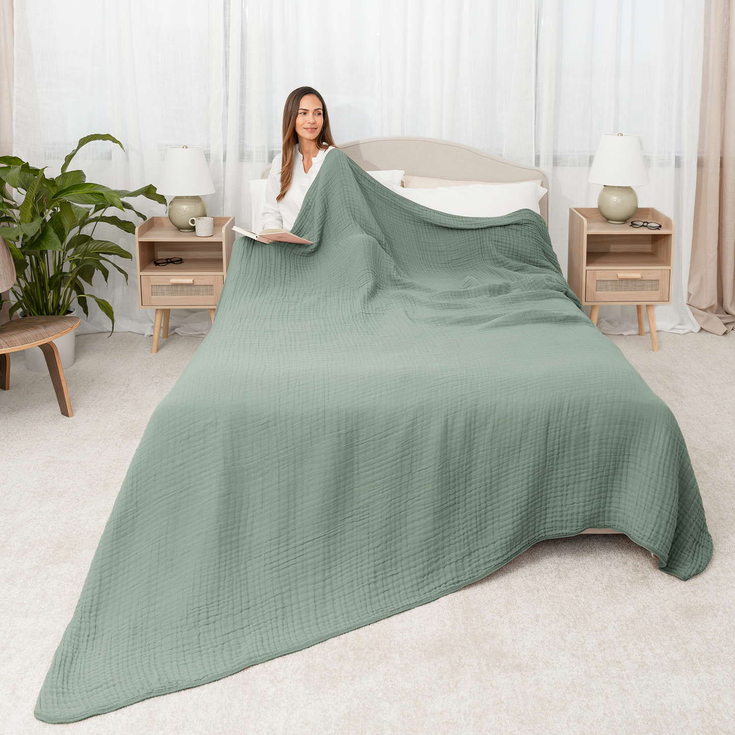 Adult Muslin Cotton Blankets by Comfy Cubs: King: 108" x 90" / Blush