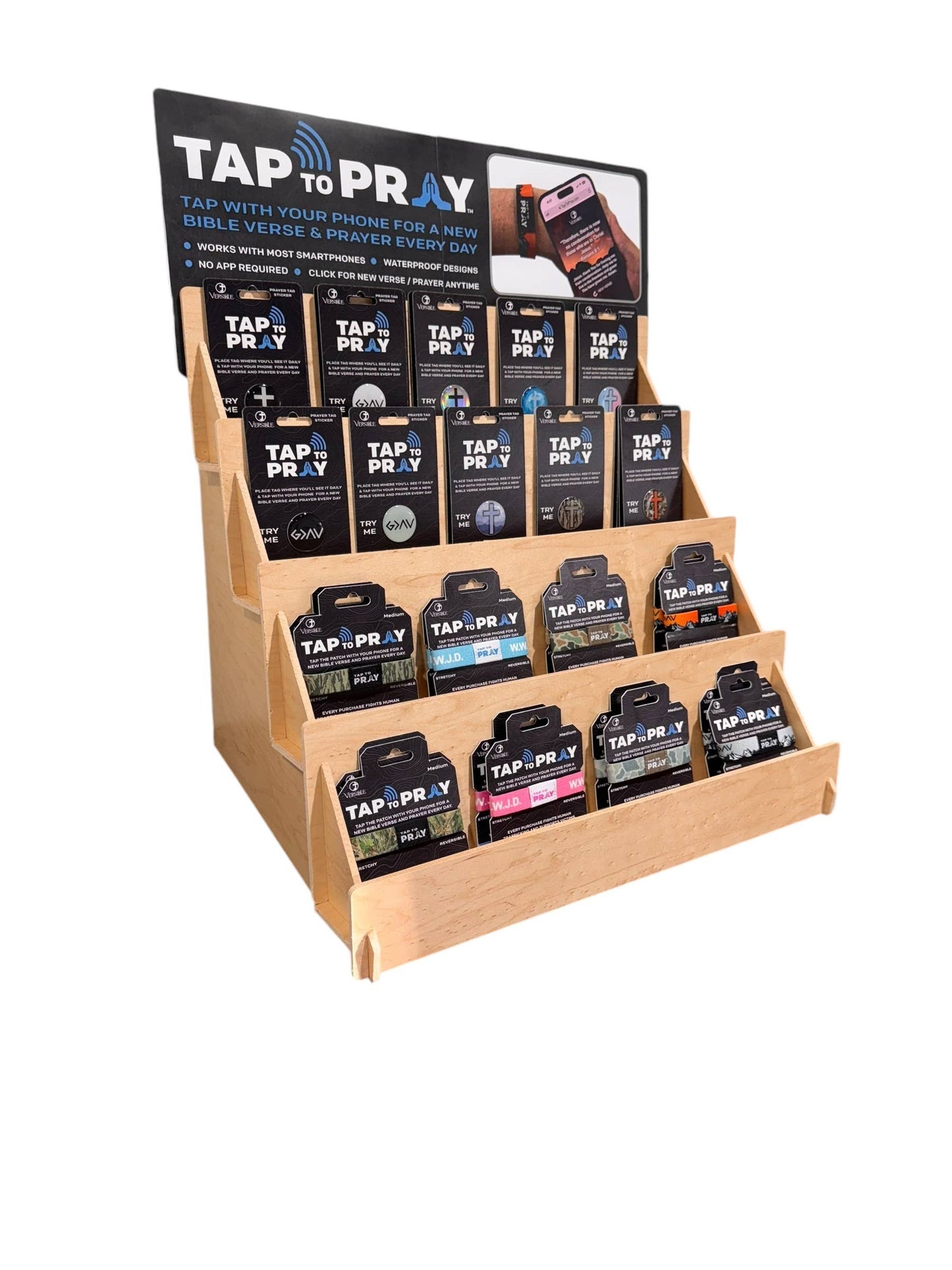 Tap To Pray - Prayer Tag Stickers: Blue Crystal + Cross