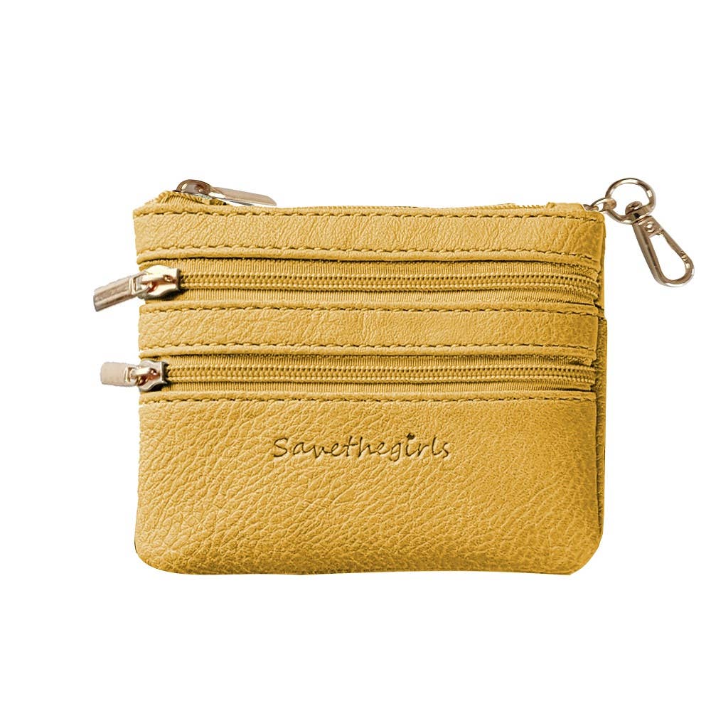 Vegan Leather Zippered Pouch: Gold
